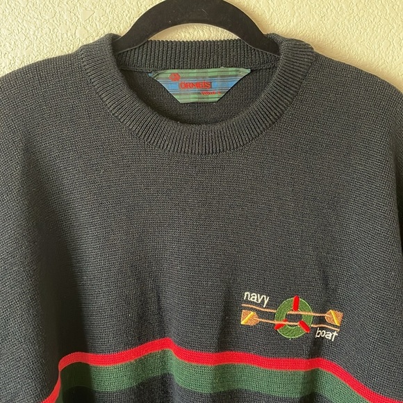Vintage Retro Oversized Nautical Sweater Men’s L Preppy Academia - Picture 7 of 11